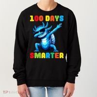 100 Days Smarter Axolotl 100 Days Of School Kindergarten Women's Sweatshirt thumb 0