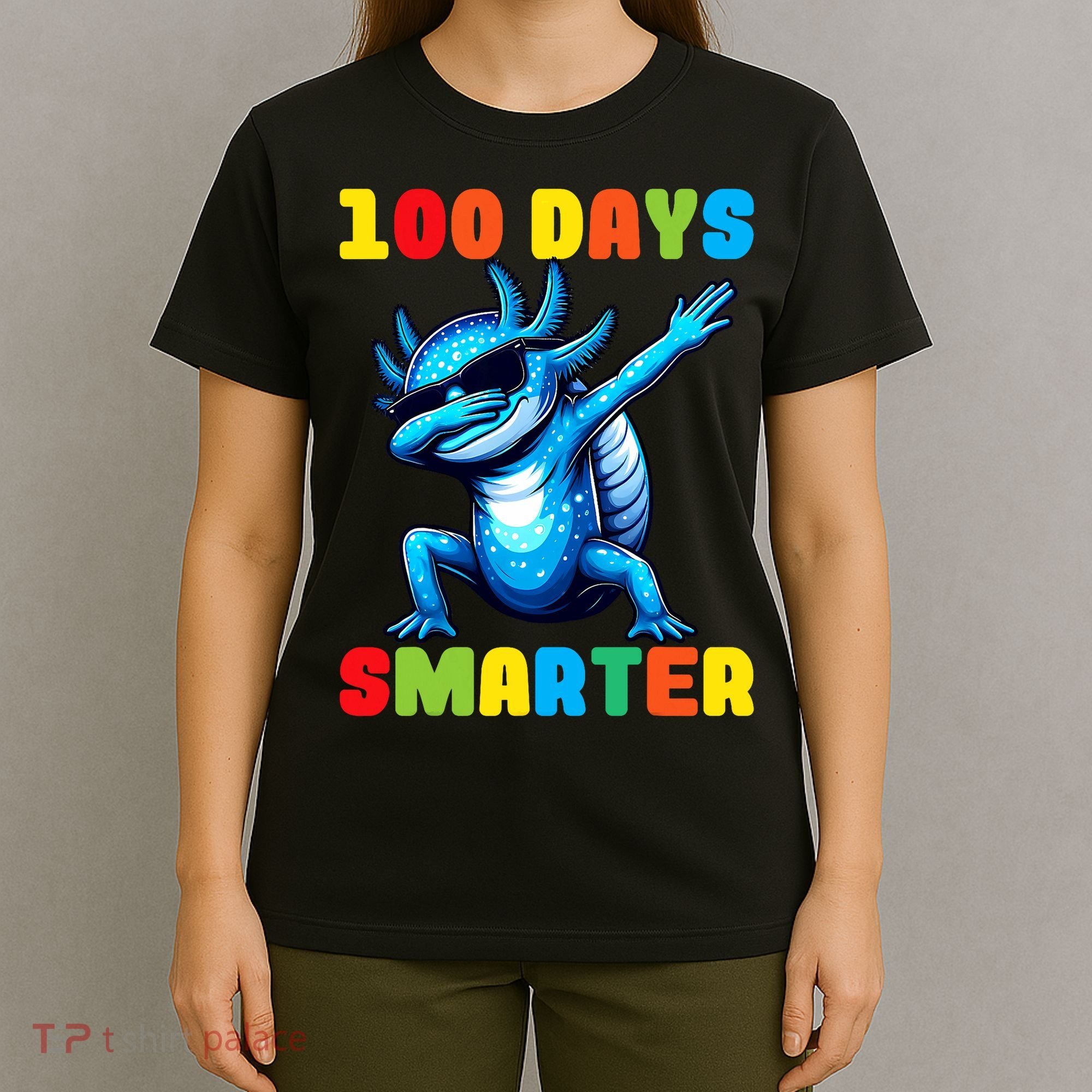 100 Days Smarter Axolotl 100 Days Of School Kindergarten T-Shirt