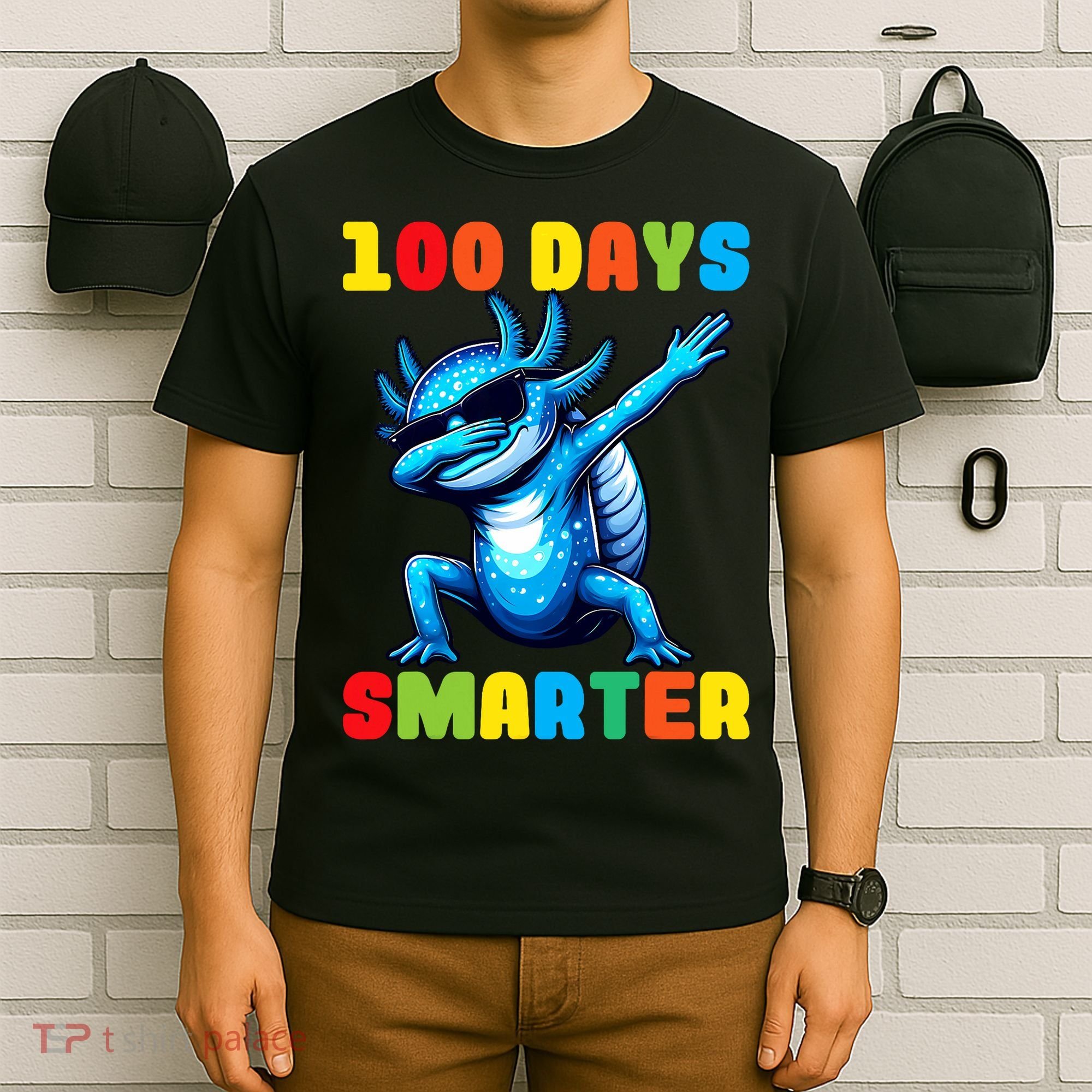 100 Days Smarter Axolotl 100 Days Of School Kindergarten T-Shirt