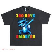100 Days Smarter Axolotl 100 Days Of School Kindergarten Urban Oversized Heavyweight T-Shirt thumb 0