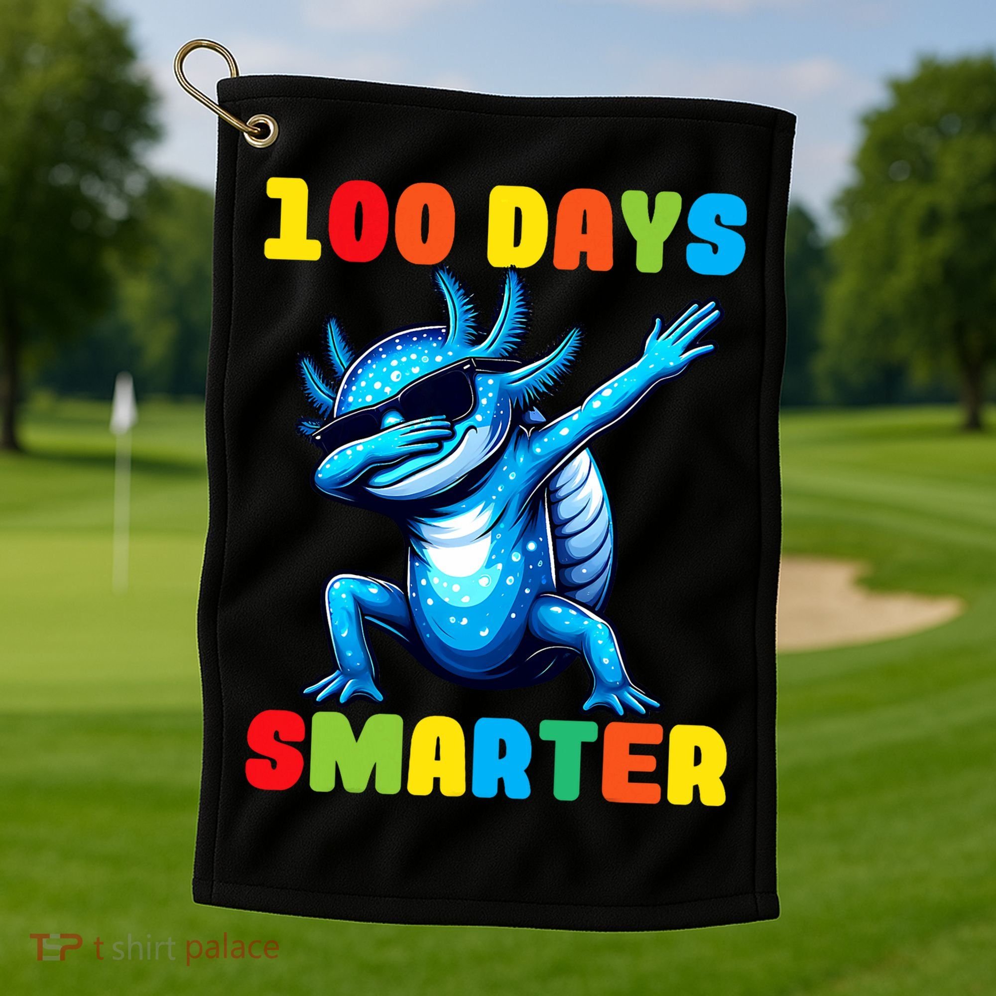 100 Days Smarter Axolotl 100 Days Of School Kindergarten Golf Towel