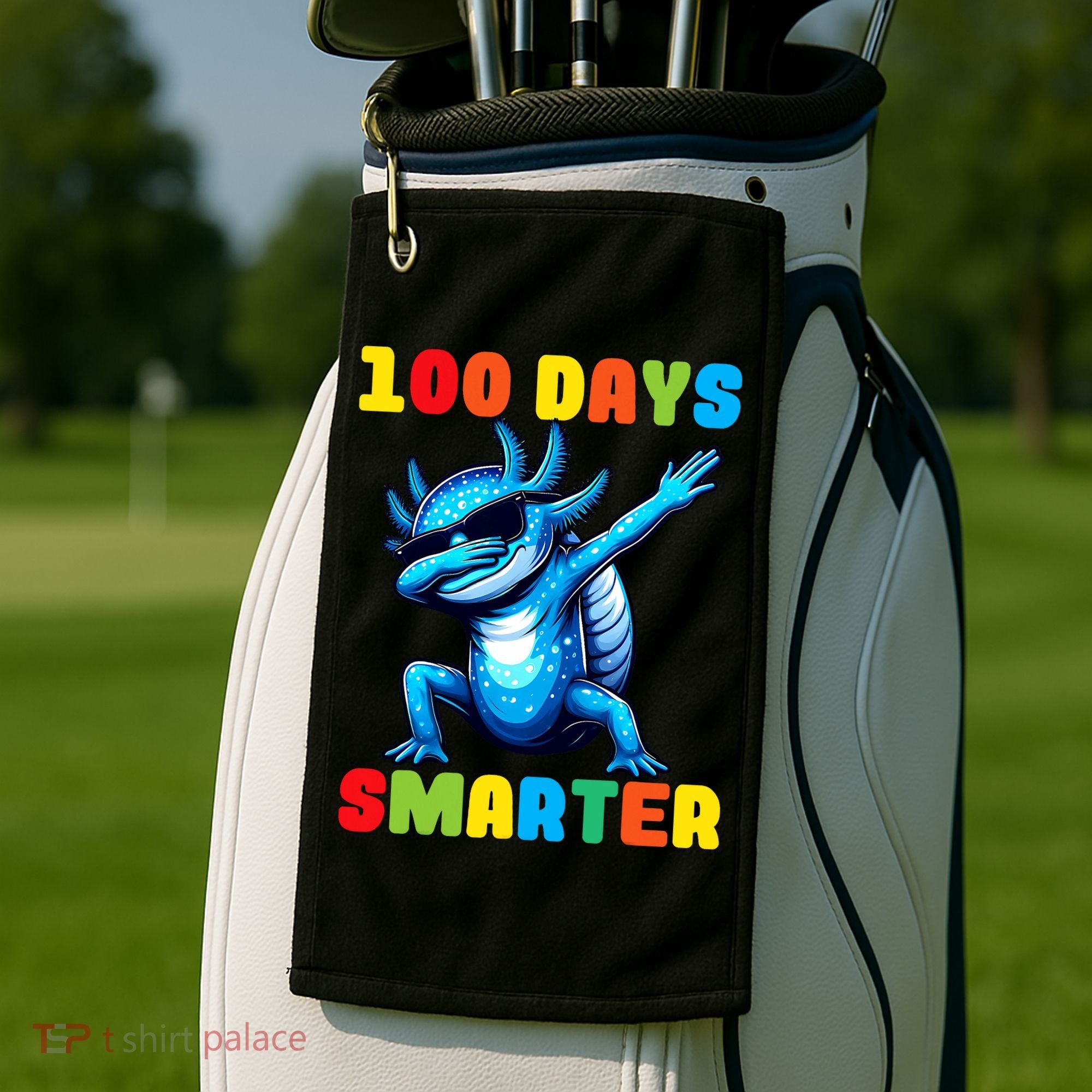 100 Days Smarter Axolotl 100 Days Of School Kindergarten Golf Towel