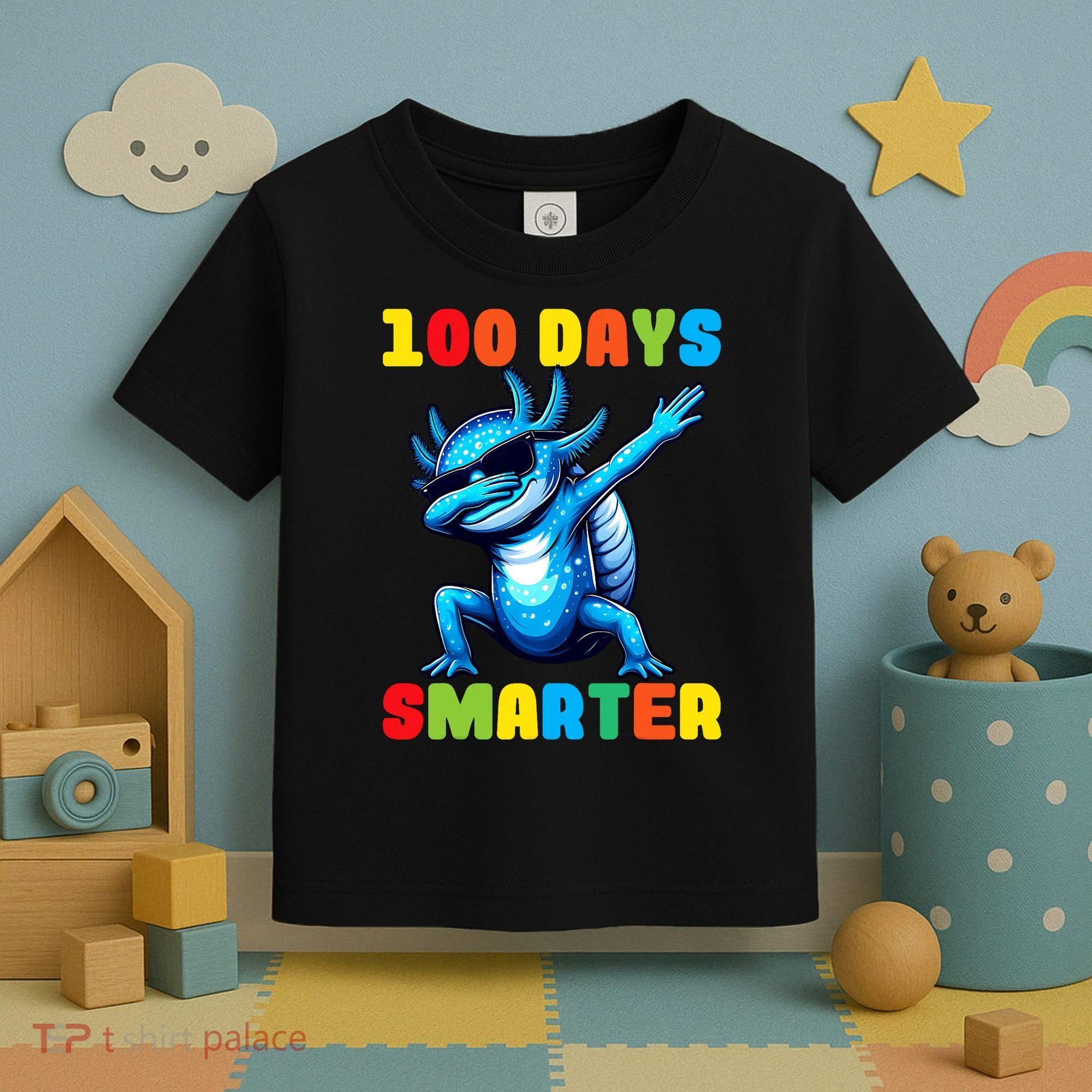 100 Days Smarter Axolotl 100 Days Of School Kindergarten Toddler T-Shirt