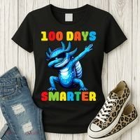 100 Days Smarter Axolotl 100 Days Of School Kindergarten Women's T-Shirt thumb 3