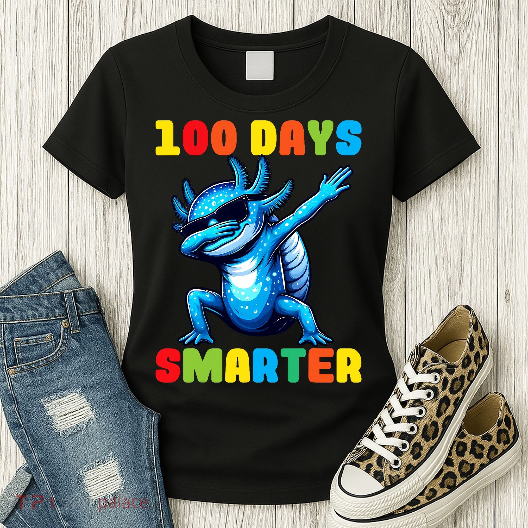 100 Days Smarter Axolotl 100 Days Of School Kindergarten Women's T-Shirt