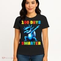 100 Days Smarter Axolotl 100 Days Of School Kindergarten Women's T-Shirt thumb 4