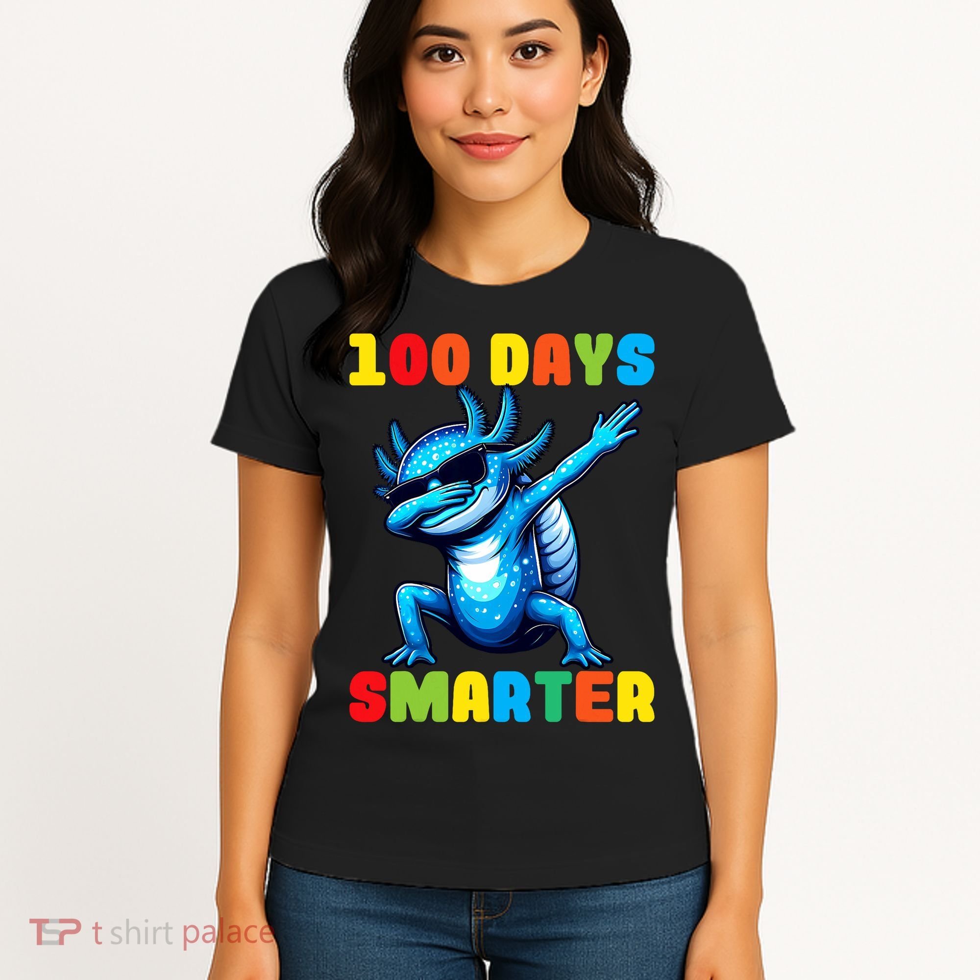 100 Days Smarter Axolotl 100 Days Of School Kindergarten Women's T-Shirt
