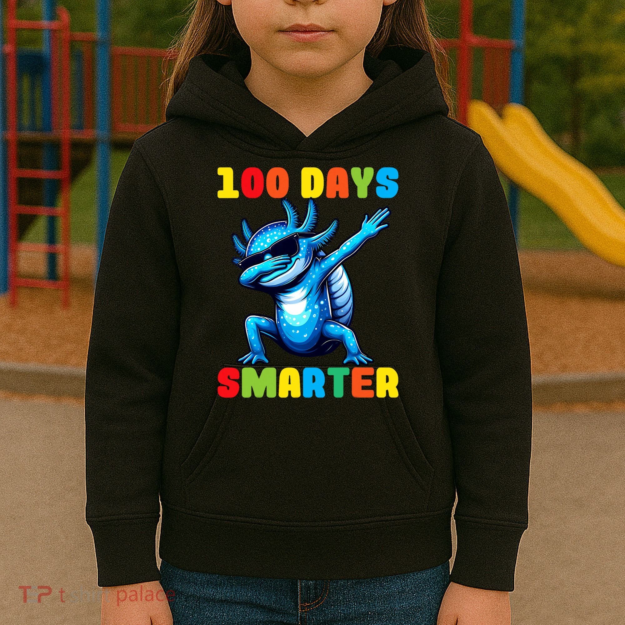100 Days Smarter Axolotl 100 Days Of School Kindergarten Kids Hoodie
