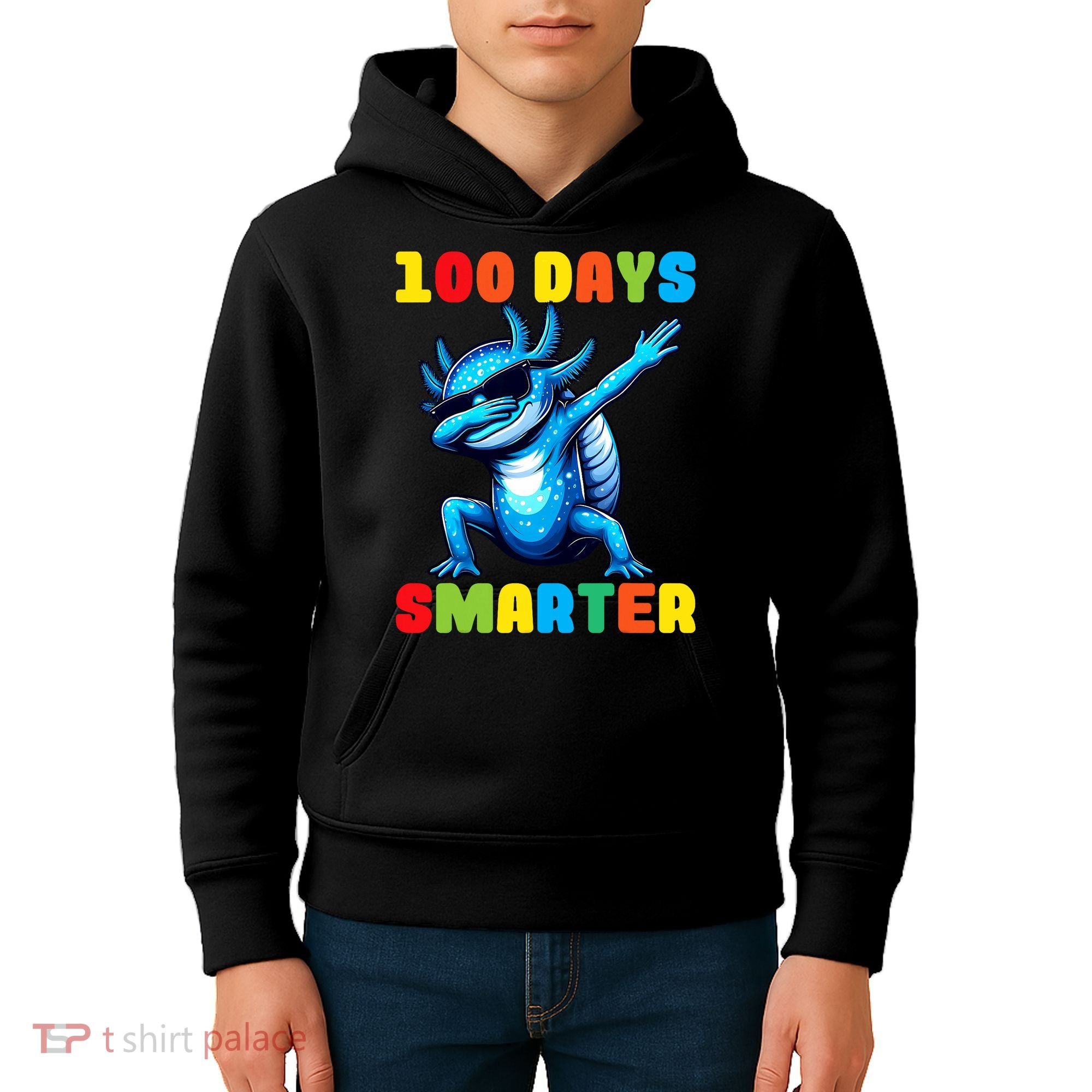 100 Days Smarter Axolotl 100 Days Of School Kindergarten Kids Hoodie