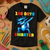 100 Days Smarter Axolotl 100 Days Of School Kindergarten Kids T-Shirt thumb 3