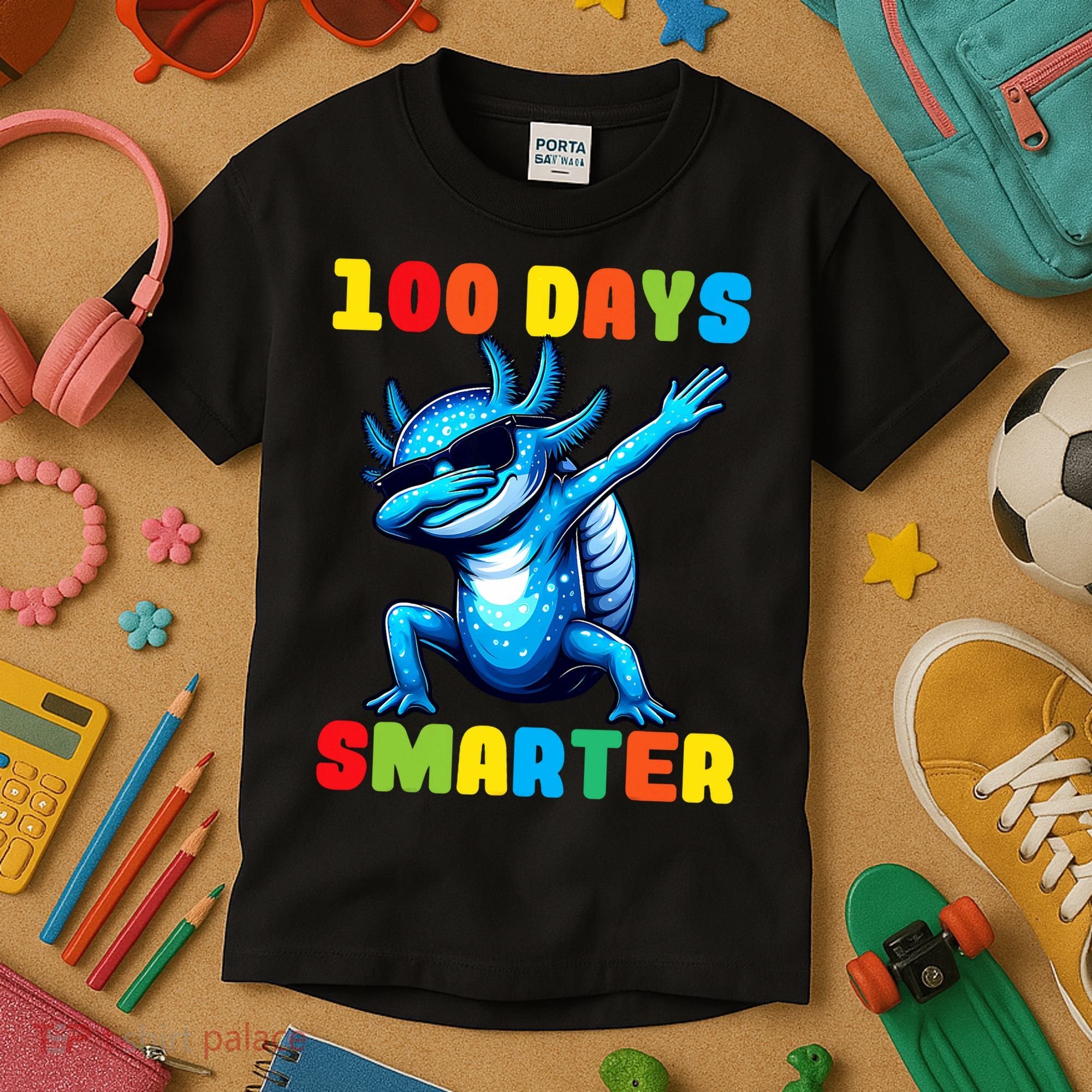 100 Days Smarter Axolotl 100 Days Of School Kindergarten Kids T-Shirt