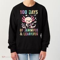  100 DAYS School JAMMING LEARNING Axolotl Rock Star Women's Sweatshirt thumb 0