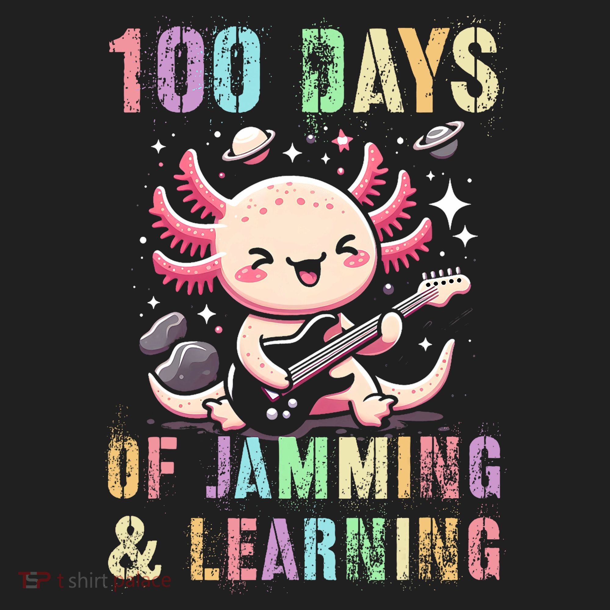  100 DAYS School JAMMING LEARNING Axolotl Rock Star Women's Sweatshirt