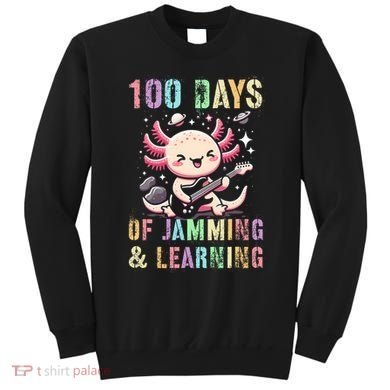  100 DAYS School JAMMING LEARNING Axolotl Rock Star Sweatshirt