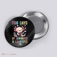  100 DAYS School JAMMING LEARNING Axolotl Rock Star Button thumb 0