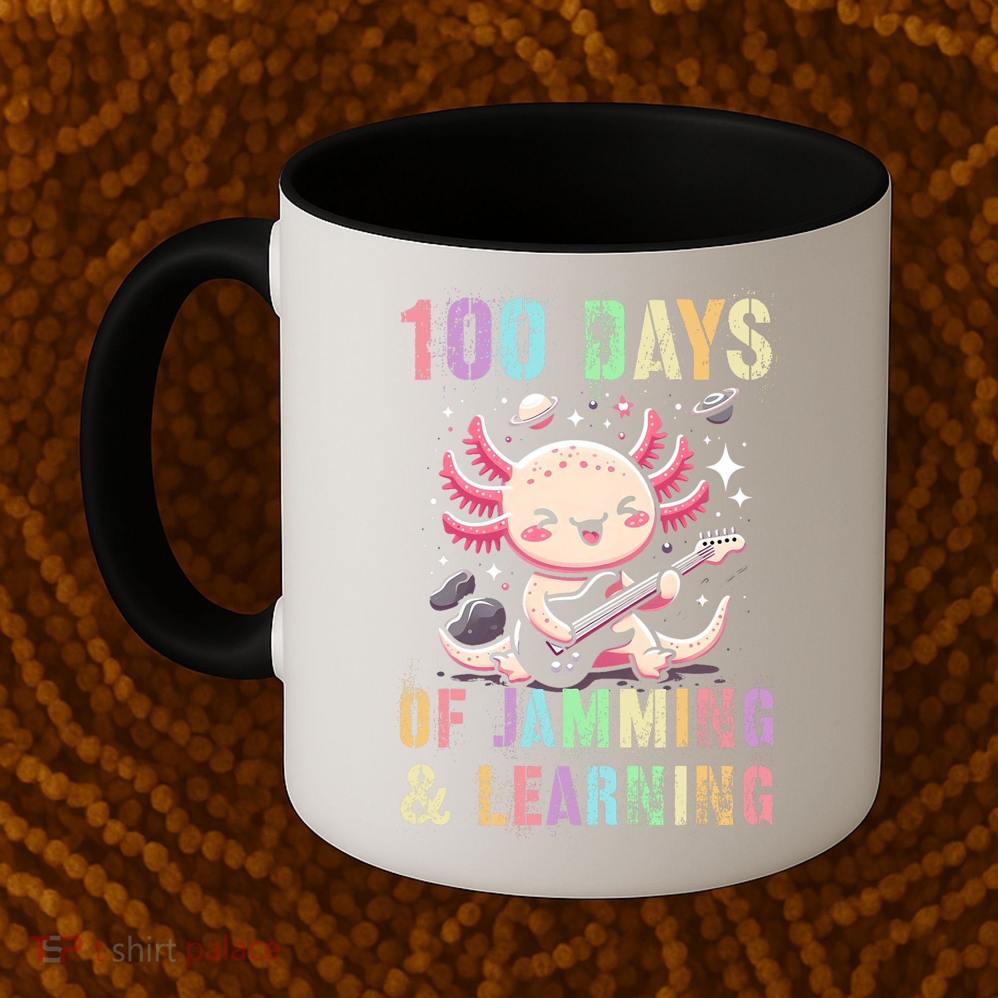  100 DAYS School JAMMING LEARNING Axolotl Rock Star Coffee Mug