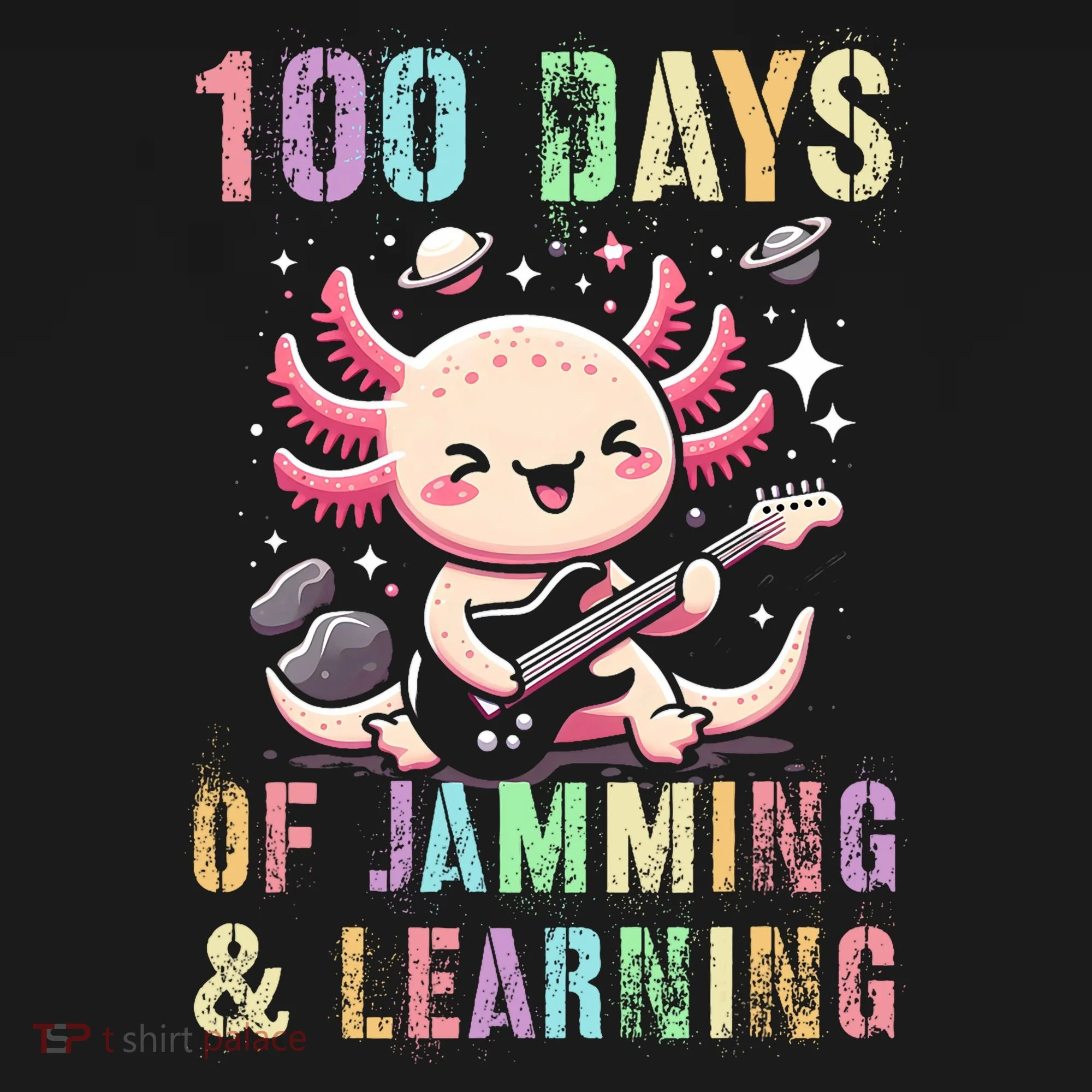  100 DAYS School JAMMING LEARNING Axolotl Rock Star Women's Hoodie