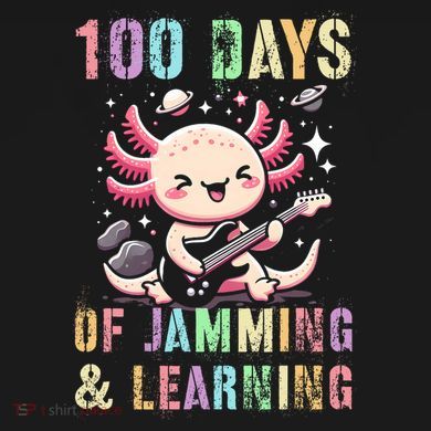  100 DAYS School JAMMING LEARNING Axolotl Rock Star Ladies PosiCharge Competitor Racerback Tank