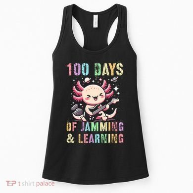  100 DAYS School JAMMING LEARNING Axolotl Rock Star Women's Tank Top