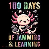  100 DAYS School JAMMING LEARNING Axolotl Rock Star Toddler Hoodie thumb 2