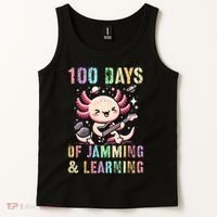  100 DAYS School JAMMING LEARNING Axolotl Rock Star Tank Top thumb 2