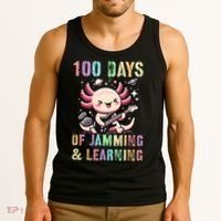  100 DAYS School JAMMING LEARNING Axolotl Rock Star Tank Top thumb 3