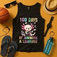  100 DAYS School JAMMING LEARNING Axolotl Rock Star Tank Top thumb 4