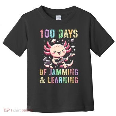  100 DAYS School JAMMING LEARNING Axolotl Rock Star Toddler T-Shirt