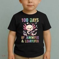  100 DAYS School JAMMING LEARNING Axolotl Rock Star Toddler T-Shirt thumb 2