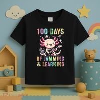  100 DAYS School JAMMING LEARNING Axolotl Rock Star Toddler T-Shirt thumb 3