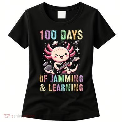  100 DAYS School JAMMING LEARNING Axolotl Rock Star Women's T-Shirt