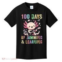  100 DAYS School JAMMING LEARNING Axolotl Rock Star Kids T-Shirt thumb 0