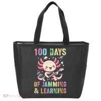  100 DAYS School JAMMING LEARNING Axolotl Rock Star Tote Bag thumb 0