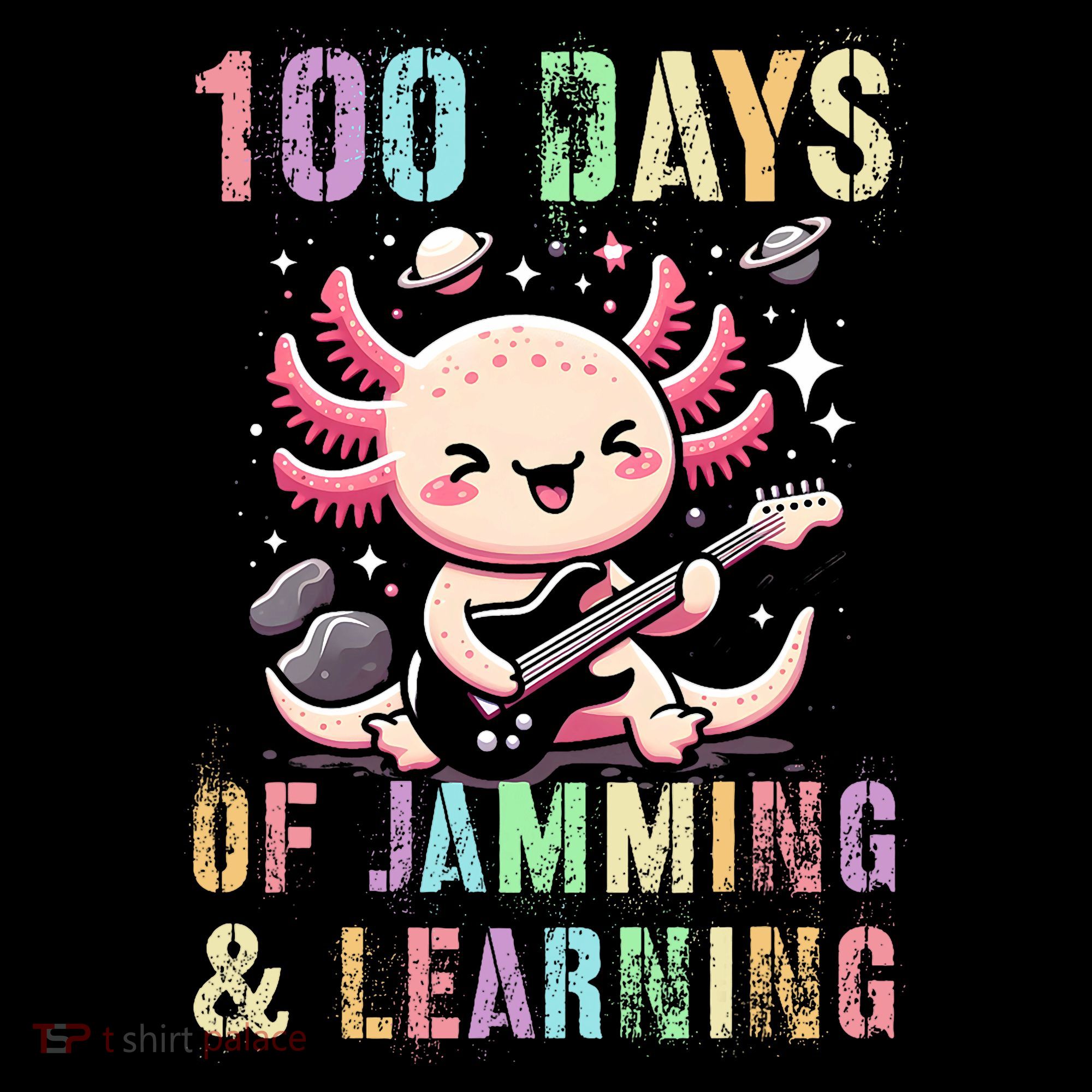 100 DAYS School JAMMING LEARNING Axolotl Rock Star Tote Bag