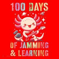  100 DAYS School JAMMING LEARNING Axolotl Rock Star Santa Hat thumb 1
