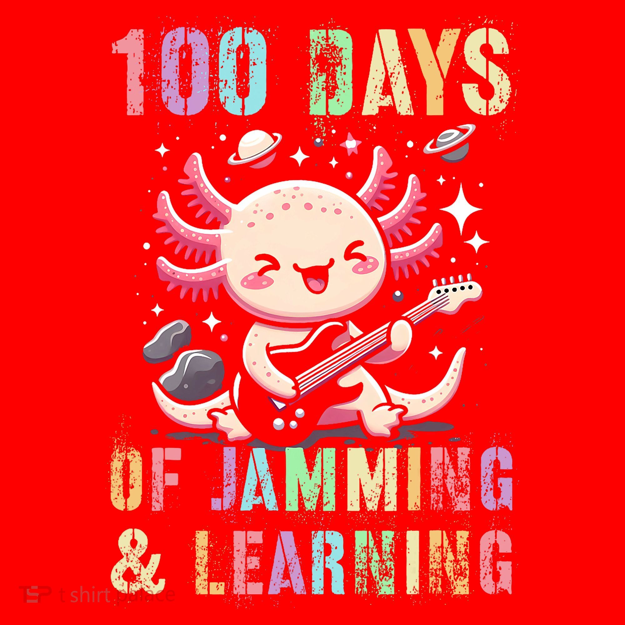  100 DAYS School JAMMING LEARNING Axolotl Rock Star Santa Hat
