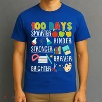 100 Days Smarter Kinder Stronger Braver Brighter 100 Days Of School T-Shirt thumb 3