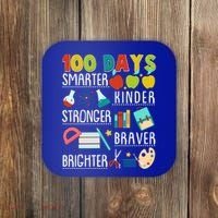 100 Days Smarter Kinder Stronger Braver Brighter 100 Days Of School Coaster thumb 0