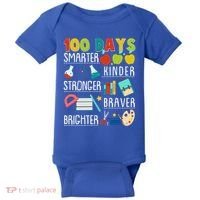 100 Days Smarter Kinder Stronger Braver Brighter 100 Days Of School Baby Bodysuit thumb 0