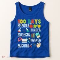 100 Days Smarter Kinder Stronger Braver Brighter 100 Days Of School Tank Top thumb 2