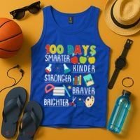 100 Days Smarter Kinder Stronger Braver Brighter 100 Days Of School Tank Top thumb 4