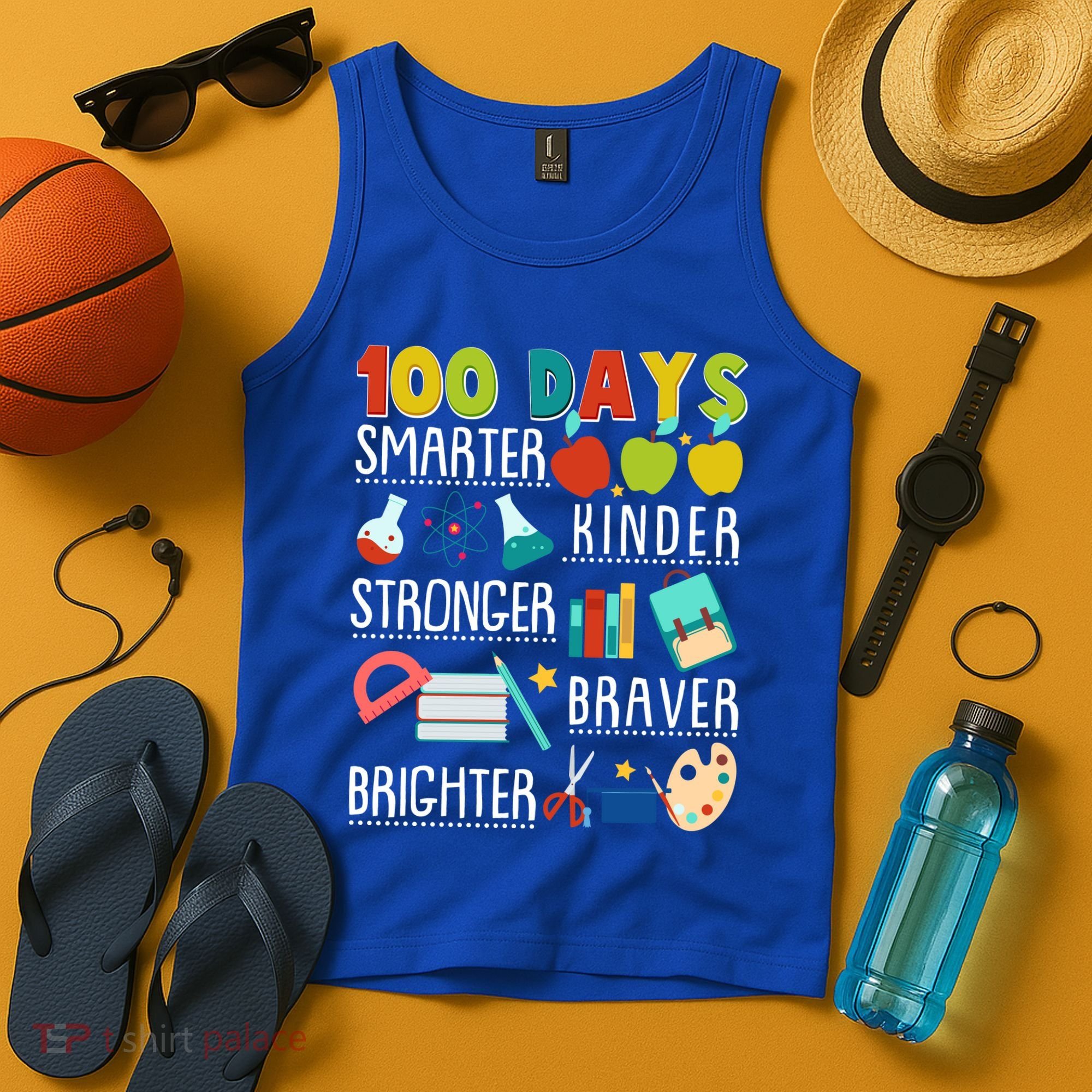 100 Days Smarter Kinder Stronger Braver Brighter 100 Days Of School Tank Top