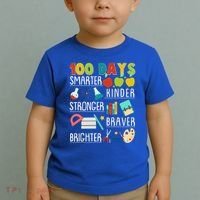 100 Days Smarter Kinder Stronger Braver Brighter 100 Days Of School Toddler T-Shirt thumb 2