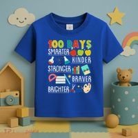 100 Days Smarter Kinder Stronger Braver Brighter 100 Days Of School Toddler T-Shirt thumb 3