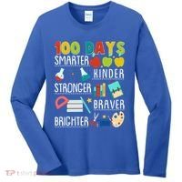 100 Days Smarter Kinder Stronger Braver Brighter 100 Days Of School Women's Long Sleeve Shirt thumb 0
