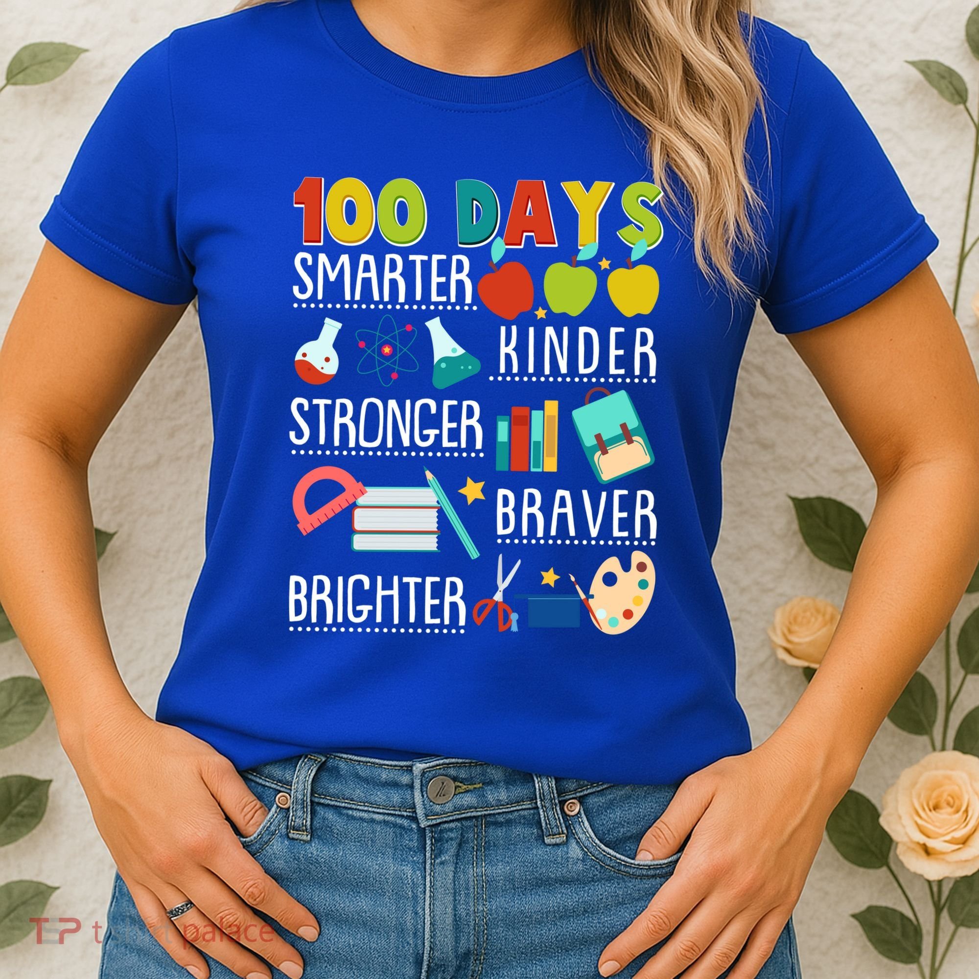 100 Days Smarter Kinder Stronger Braver Brighter 100 Days Of School Women's T-Shirt