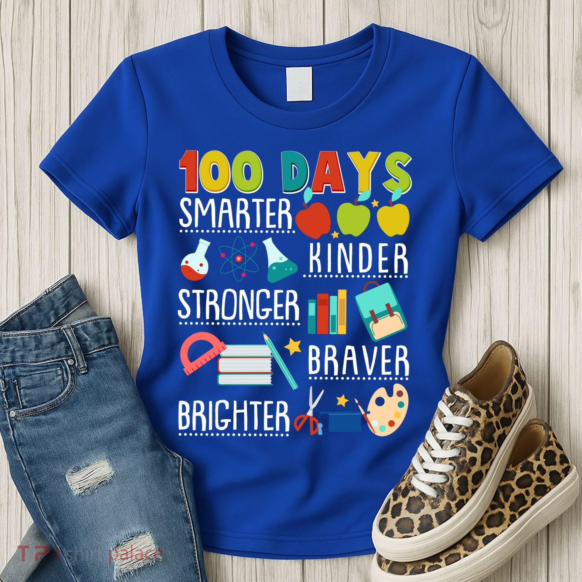 100 Days Smarter Kinder Stronger Braver Brighter 100 Days Of School Women's T-Shirt