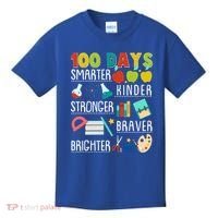 100 Days Smarter Kinder Stronger Braver Brighter 100 Days Of School Kids T-Shirt thumb 0