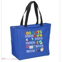 100 Days Smarter Kinder Stronger Braver Brighter 100 Days Of School Tote Bag thumb 2