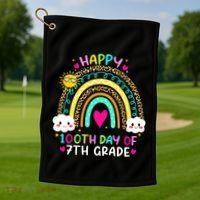 100 Days Smarter Seventh Grade 100th Day Of School 7th Grade Gift Golf Towel thumb 1